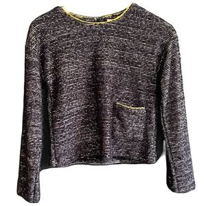 Jessica Simpson Girl's Eyelash Chenille Sweater Top Black/Gray Size Medium NWT